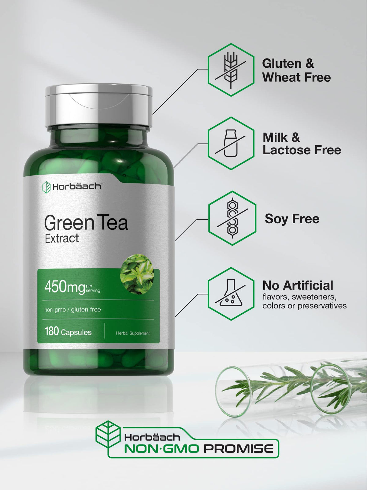 Horbäach Green Tea Extract capsules supplement dosage details