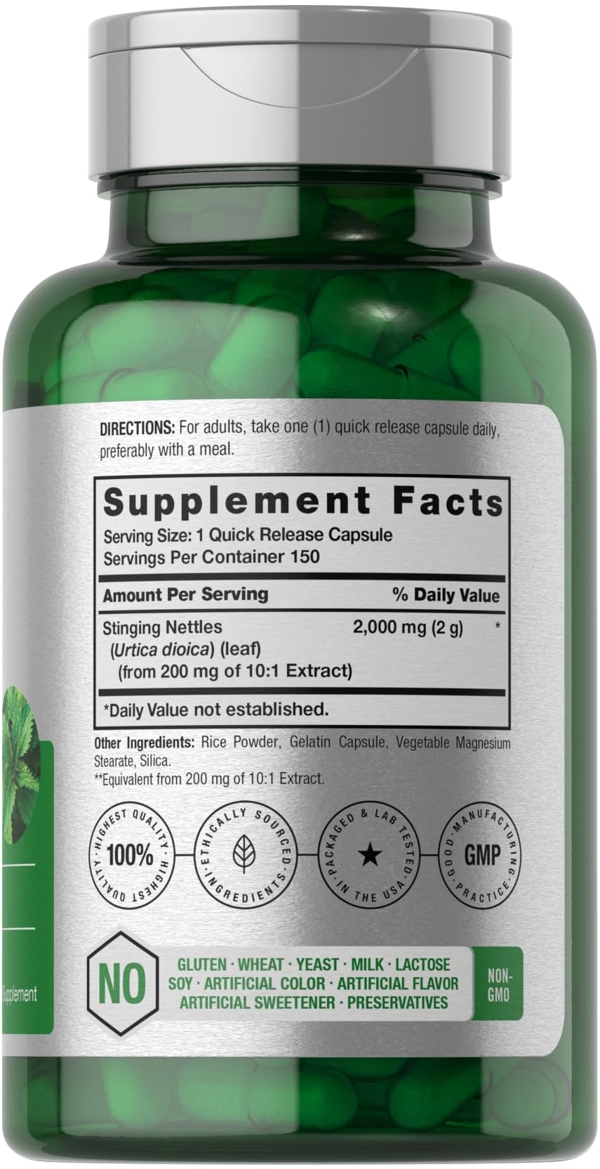 Horbäach Urtica Leaf 2000mg supplement supplement facts label view