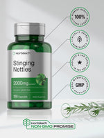 Horbäach Stinging Nettle 150 count bottle showing dosage instructions
