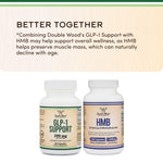 Double Wood GLP-1 dietary supplement bottle showing 60 vegan capsules.
