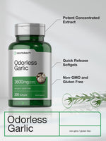 Authentic Horbäach non-GMO and gluten free garlic herbal pills packaging close up.