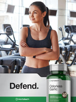 Horbäach garlic dietary supplement bottle placed upright on a white surface.