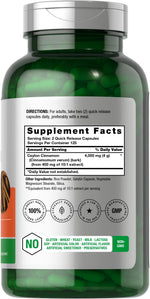 Horbäach Ceylon Cinnamon supplement bottle label details
