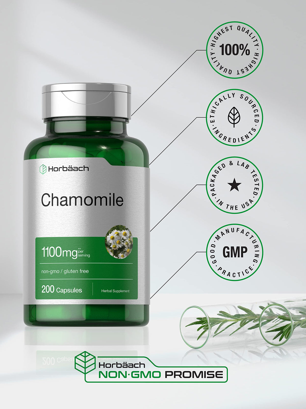 Horbaach chamomile flower extract dosage and ingredient list label