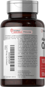 Horbäach absorbable CoQ-10 120 quick release softgels showing non-GMO and gluten-free seals.