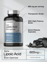 Horbaach ALA 600mg supplement supplement facts label with ingredient list