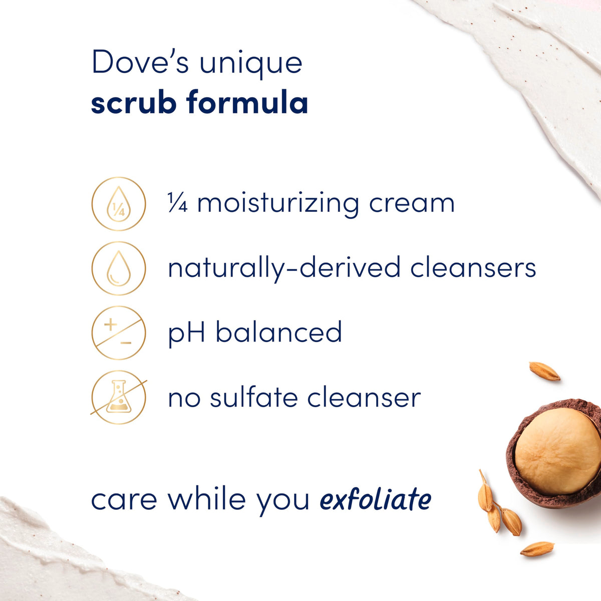 Dove deeply nourishing body scrub trial size jars illustrating easy application steps.
