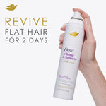 Authentic Dove dry shampoo with natural cassava starch ingredient callout.