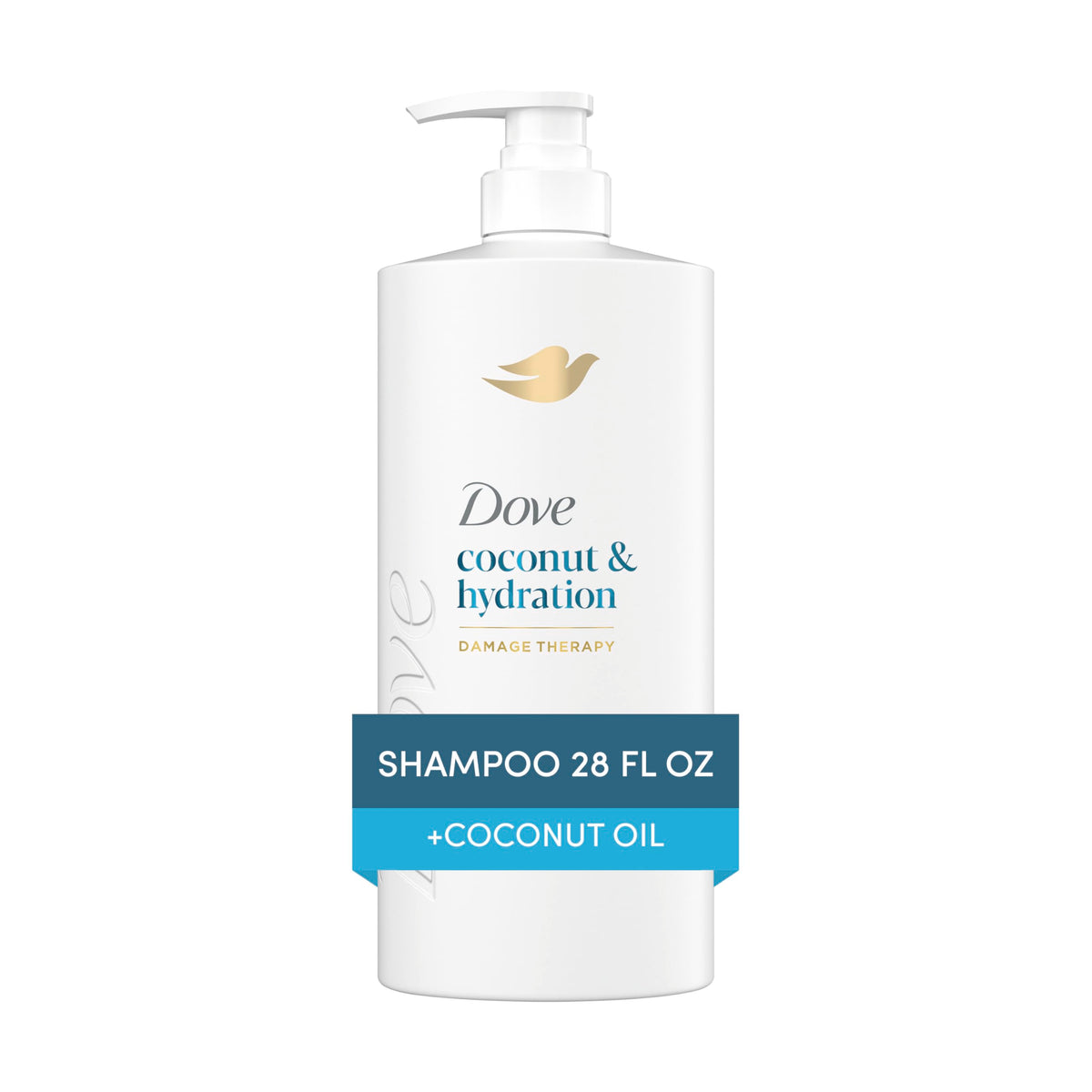 Back label of Dove Coconut Hydration formula showcasing the full ingredient list and instructions.