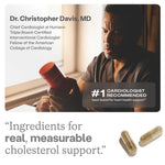 Close up of the non GMO certification and brand label on HumanN cholesterol bottle