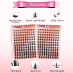 Close up of the C Curl wispy eyelash clusters in lengths ranging from 8mm to 16mm.