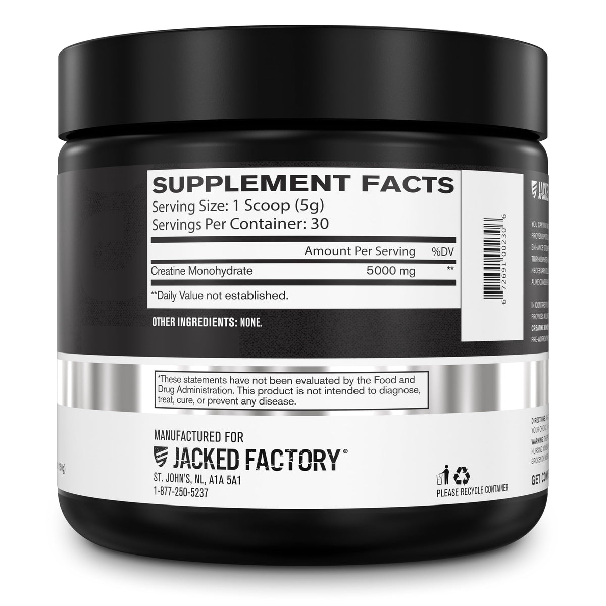 Jacked Factory Creatine Monohydrate Powder 150g certification