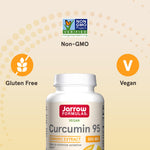 Close up of Jarrow Formulas Curcumin 95 cap and packaging