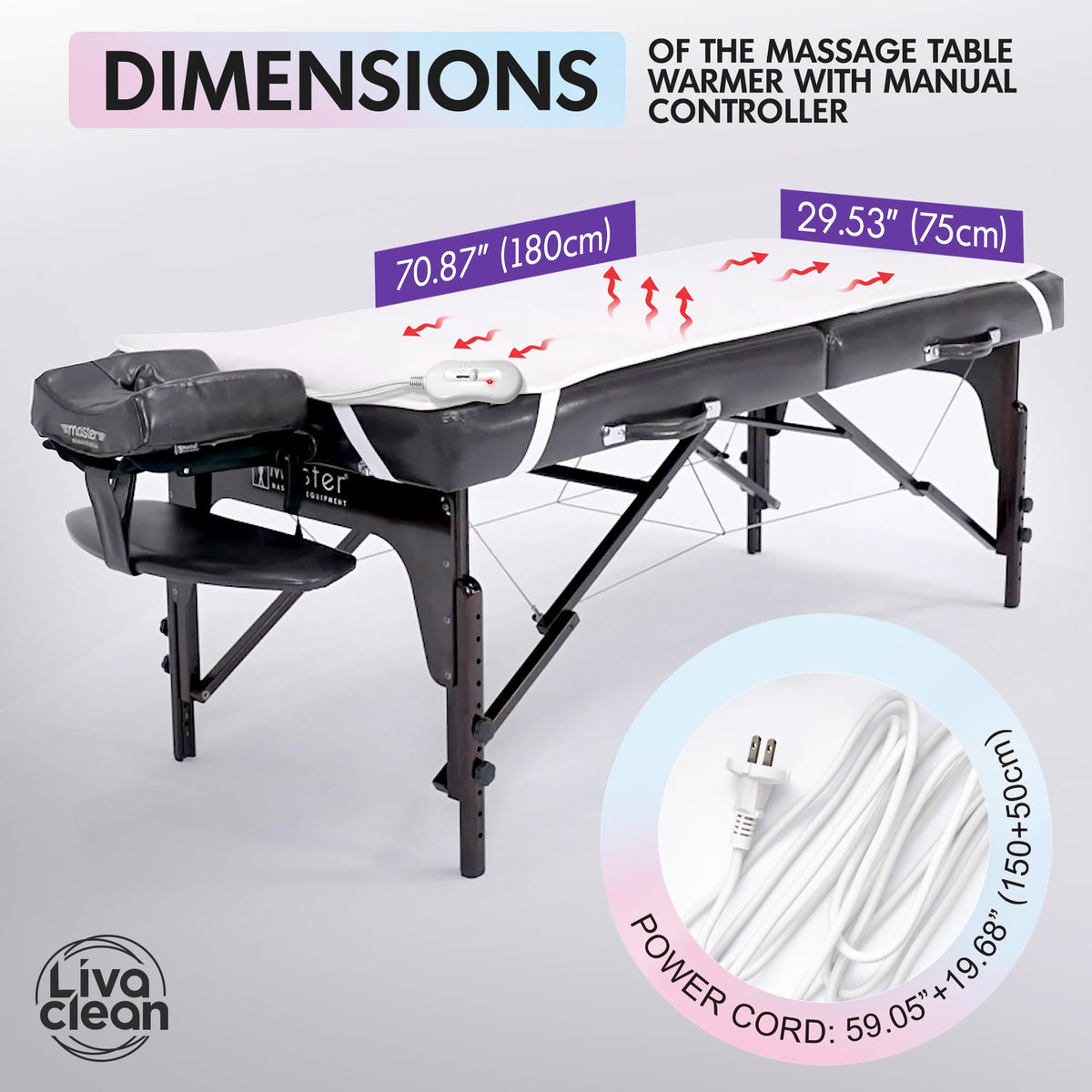 LivaClean massage table warmer with elastic corner straps