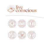 Side view of Live Conscious B12 supplement packaging showcasing premium dietary attributes and usage instructions