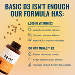 Live Conscious Vitamin K2 MK7 with D3 dietary supplement side panel showing ingredients