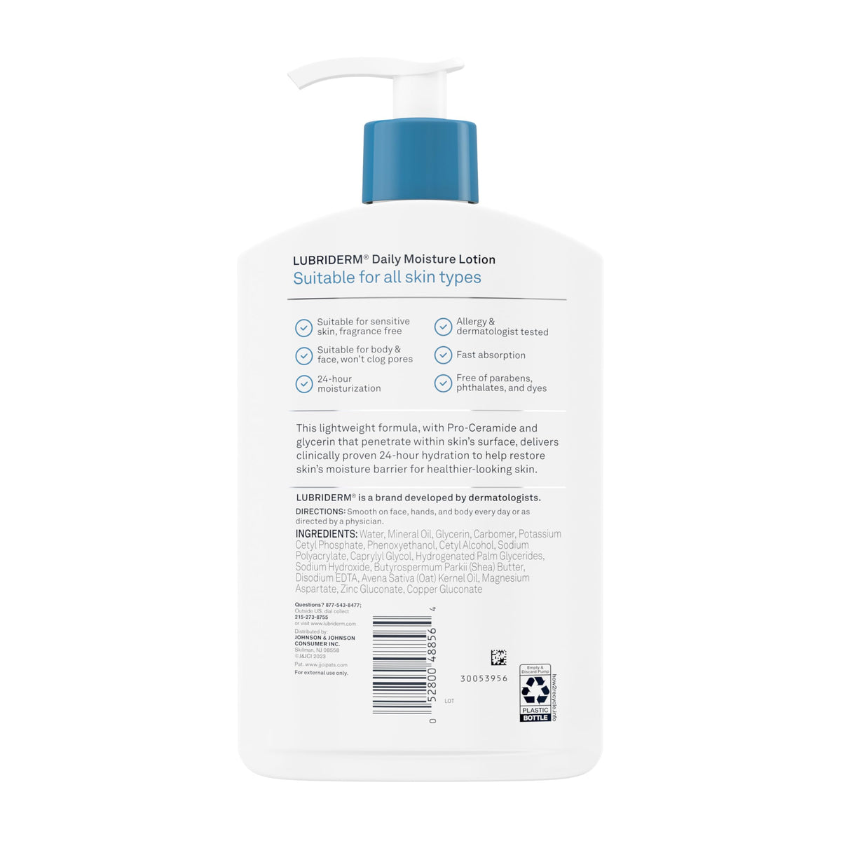 Lubriderm daily moisture lotion with Shea Butter and Glycerin ingredients