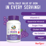 MaryRuth Organics Iron Gummy sixty count bottle side panel instructions