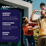 MAV Nutrition 90 count heart supplement bottle isolated on white