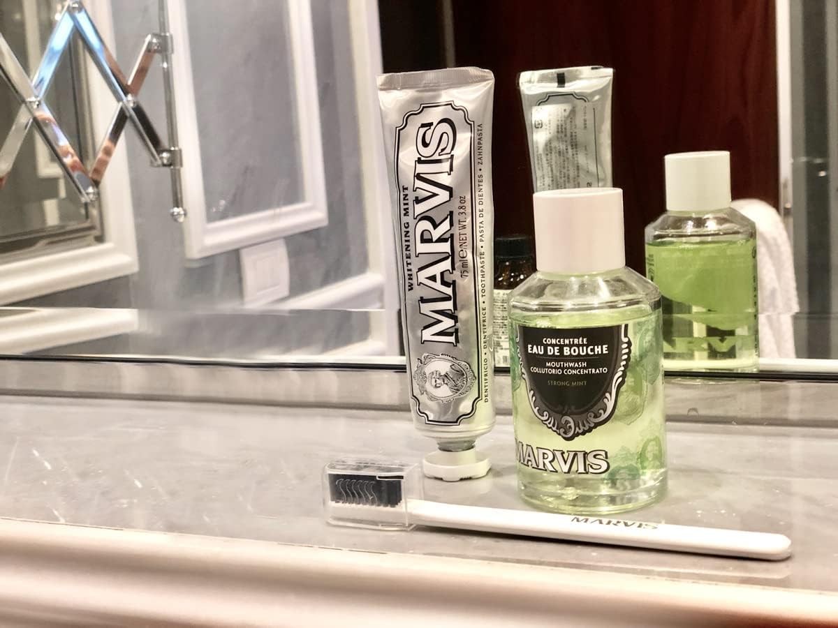 Marvis concentrated alcohol free mouthwash premium Italian oral rinse packaging