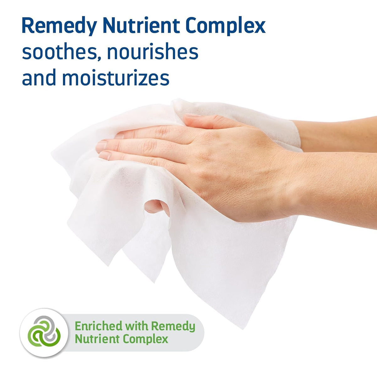 Medline Remedy 3-in-1 adult wet wipes in hand for scale