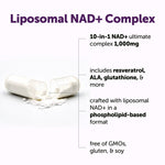 Micro Ingredients Liposomal NAD+ capsules back label ingredient facts