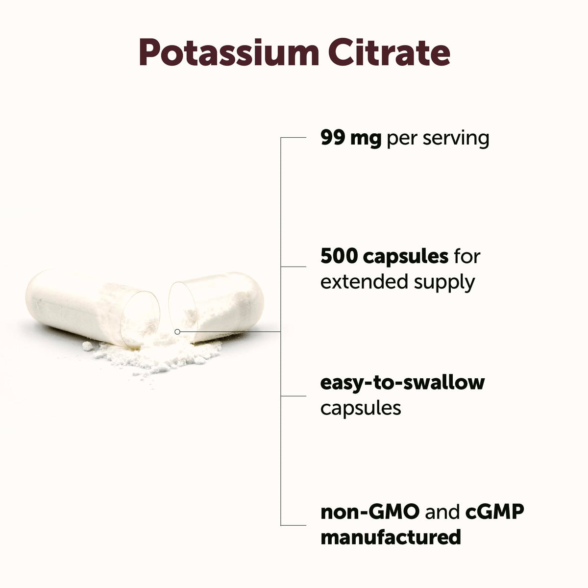 Micro Ingredients potassium supplement bottle nutrition label