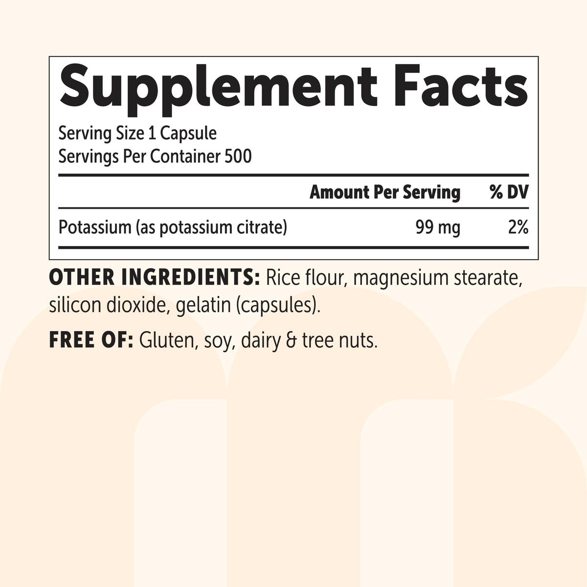 Micro Ingredients potassium citrate ingredients list panel
