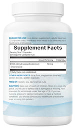 Micro Ingredients DHEA supplement back label information