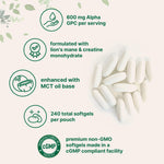 Micro Ingredients Alpha GPC softgel capsules texture and size display
