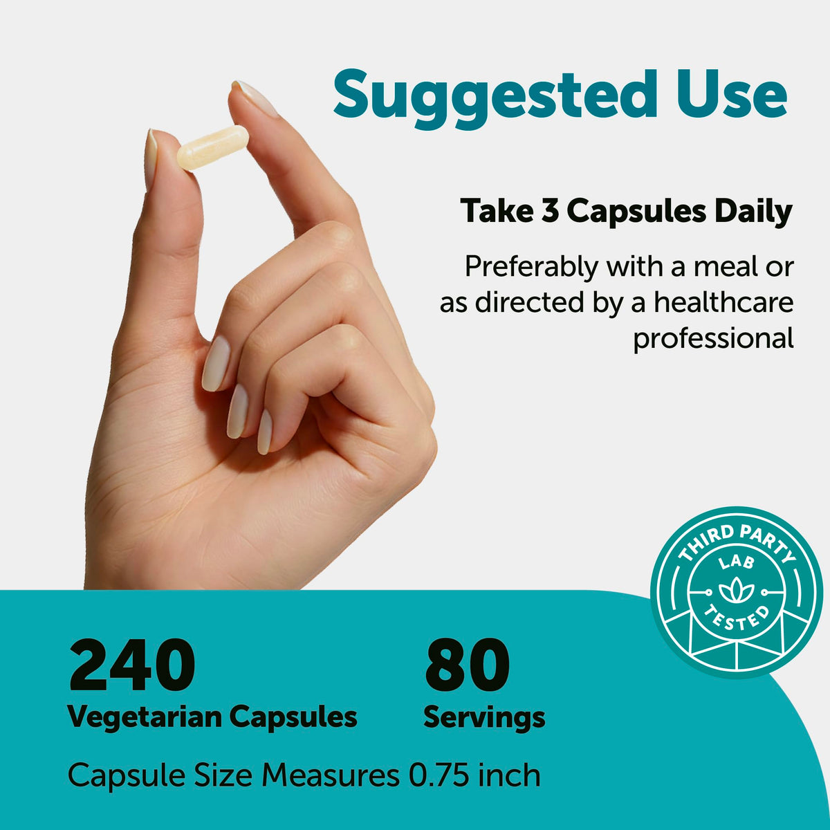 Micro Ingredients 240 vegetarian capsules bottle side angle view