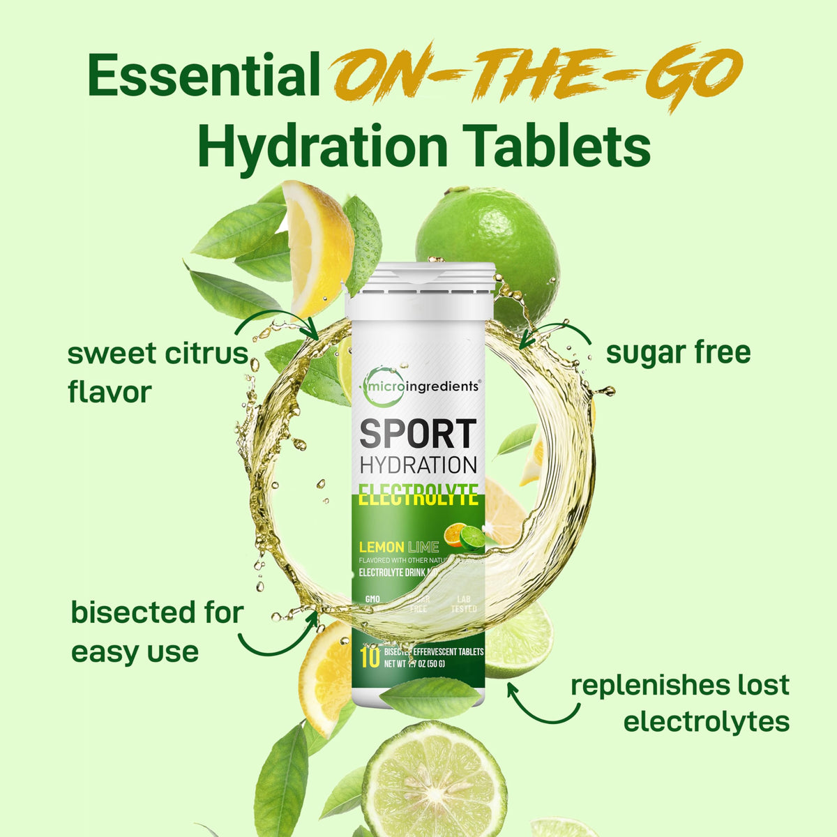 Micro Ingredients hydration tablets lemon lime flavor details