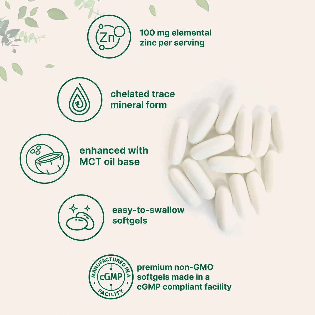 Micro Ingredients Zinc Picolinate softgels capsule texture and appearance