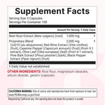 Side profile of Micro Ingredients beet root bottle highlighting CoQ10 formula