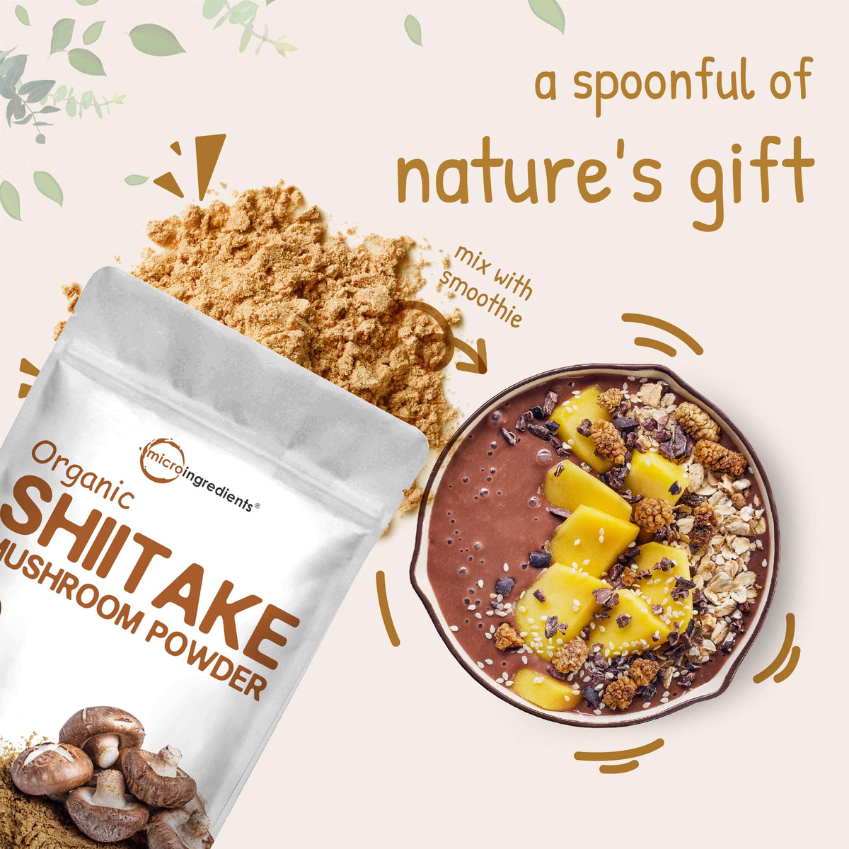 Micro Ingredients organic shiitake mushroom powder certified organic seal