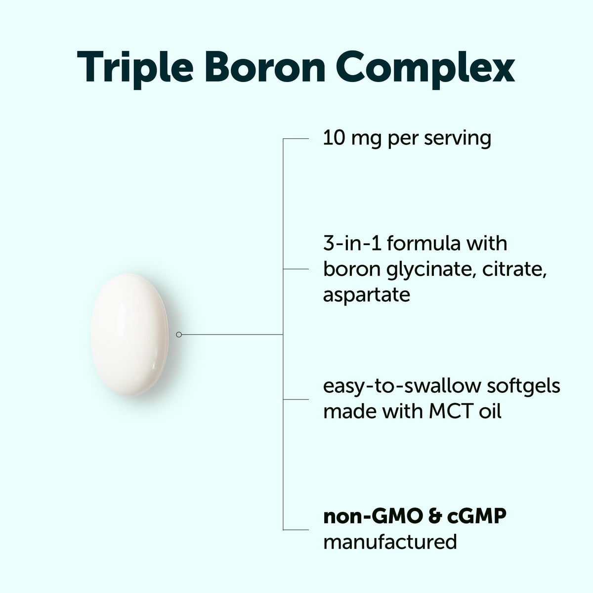 Micro Ingredients Triple Boron Complex supplement facts label