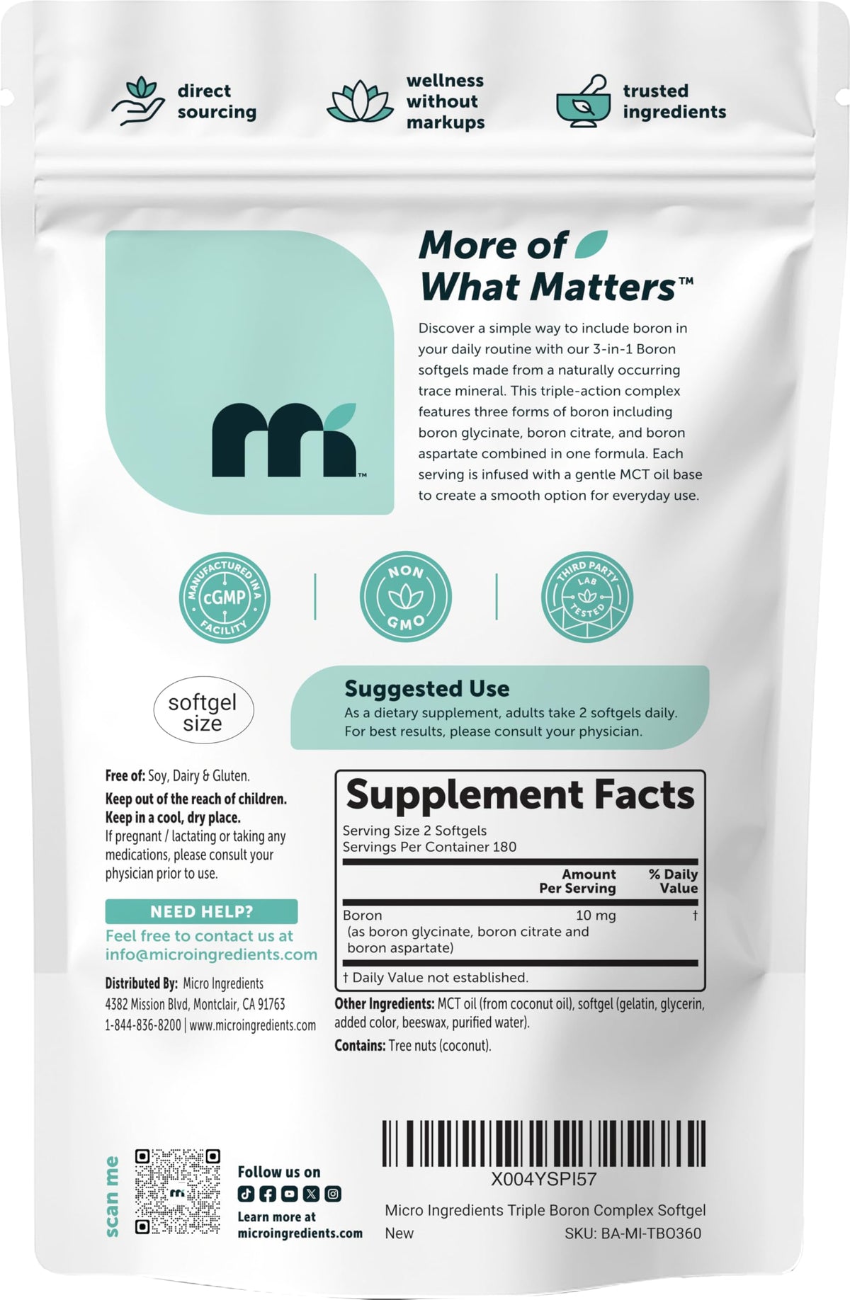 Micro Ingredients Triple Boron Complex quality certification seals