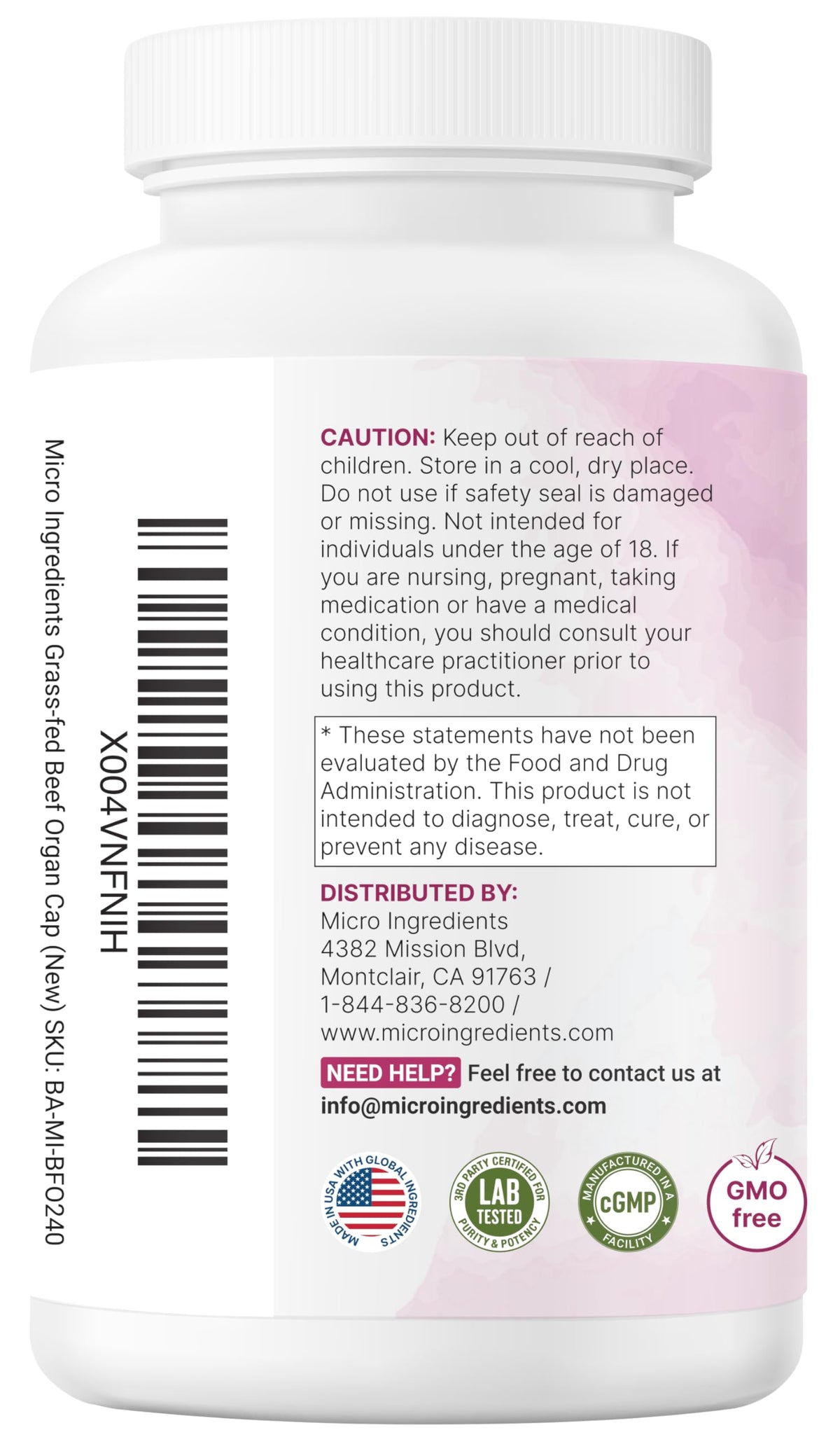 Micro Ingredients third-party lab tested seal and quality assurance