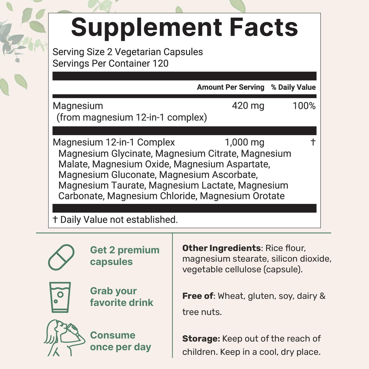 Micro Ingredients Magnesium supplement label details and serving size