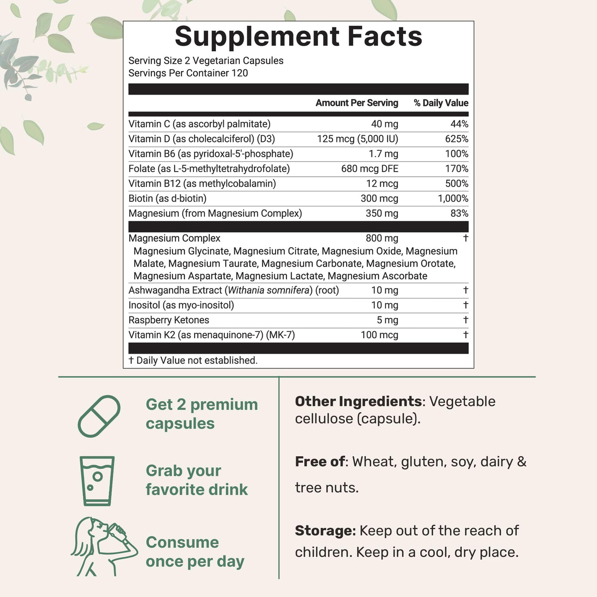 Micro Ingredients 240 vegetarian capsules bottle label details