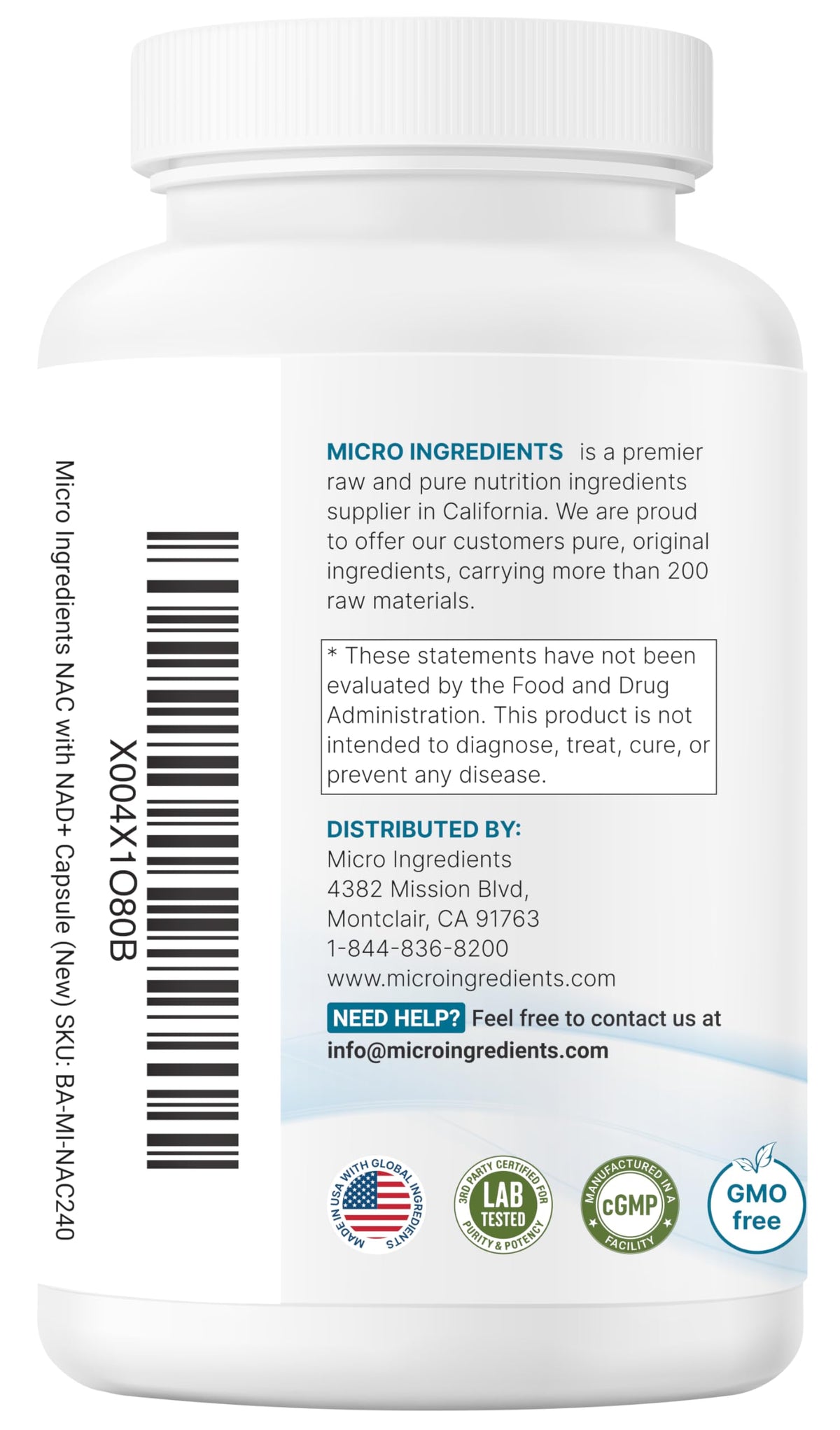 Micro Ingredients full product packaging with cap