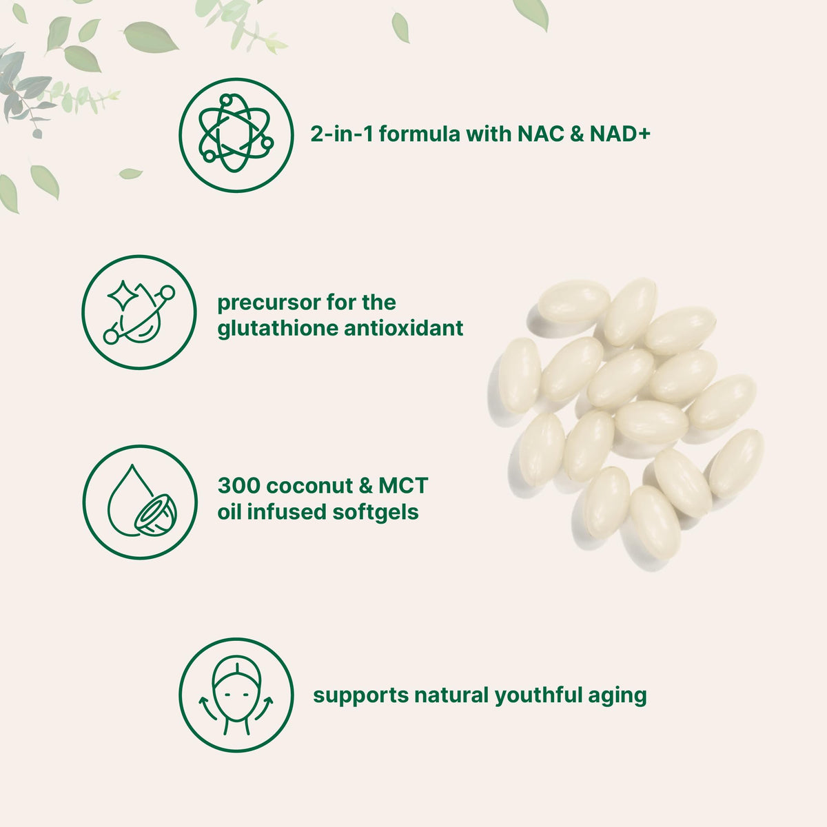 Micro Ingredients NAC with NAD+ softgels texture and size