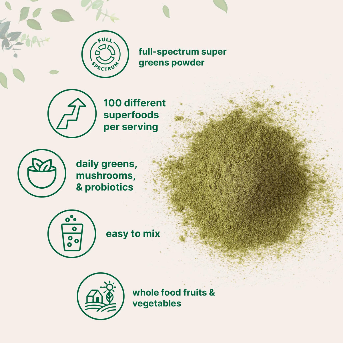 Micro Ingredients super greens powder nutritional facts panel