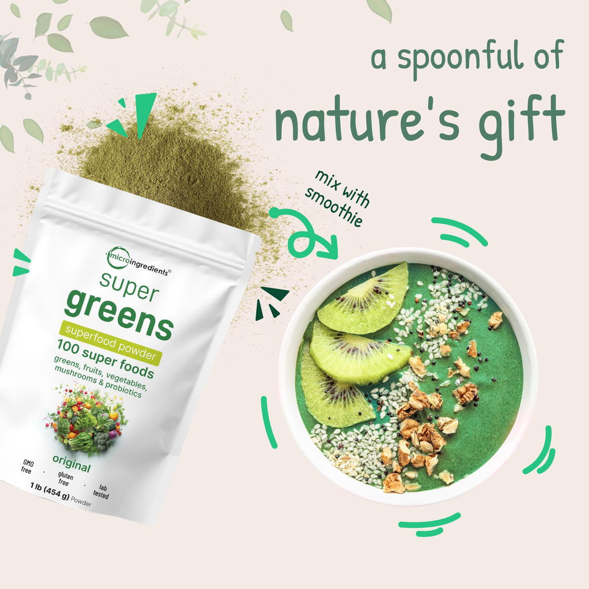 Micro Ingredients super greens powder lifestyle fitness setup