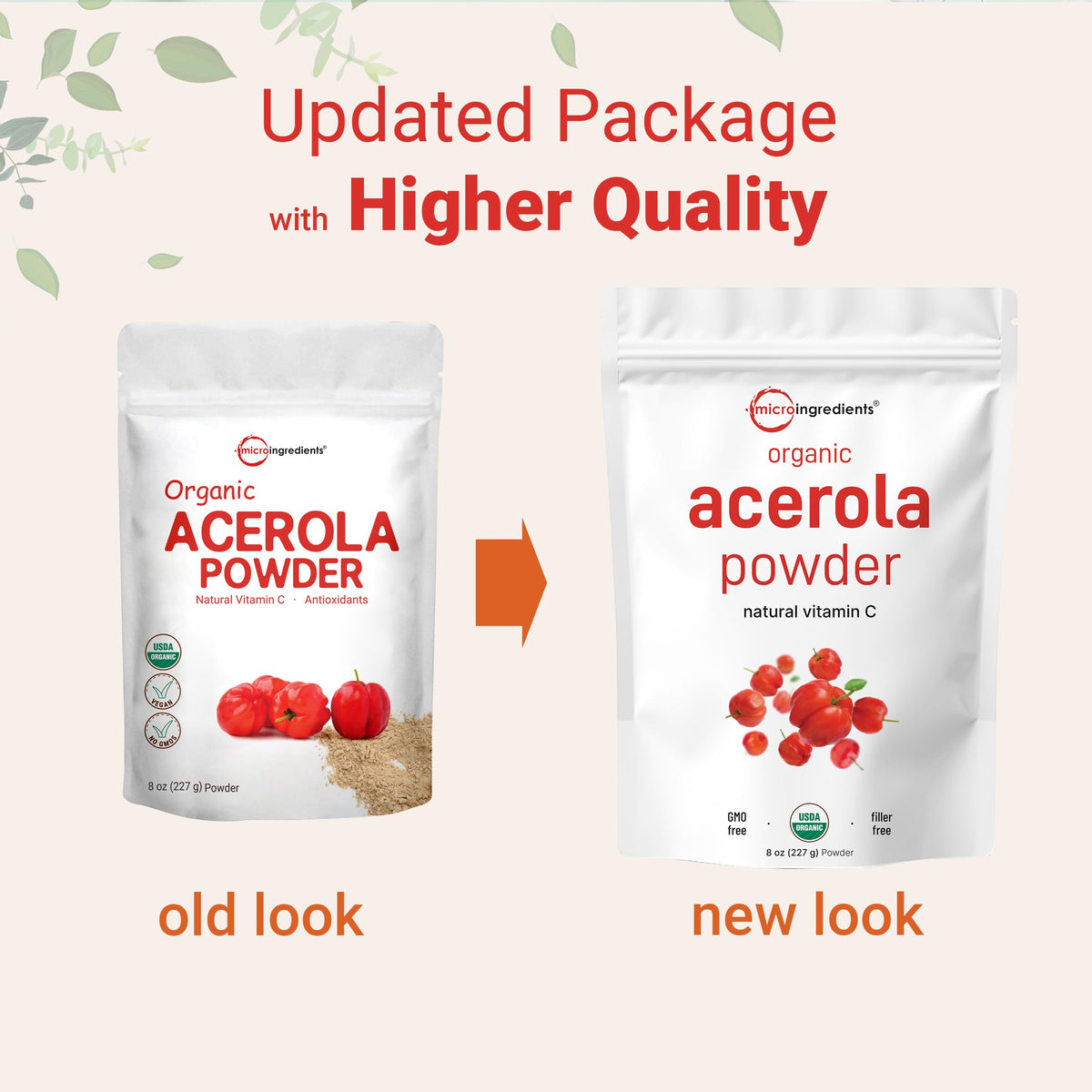 Micro Ingredients Organic Acerola Powder fine texture close up view