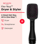 Revlon multi-functional hot air brush showcasing the ergonomic handle and twist dial heat control settings.