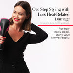 Side angle view of the lightweight Revlon One-Step styling tool illustrating the sleek paddle structure.