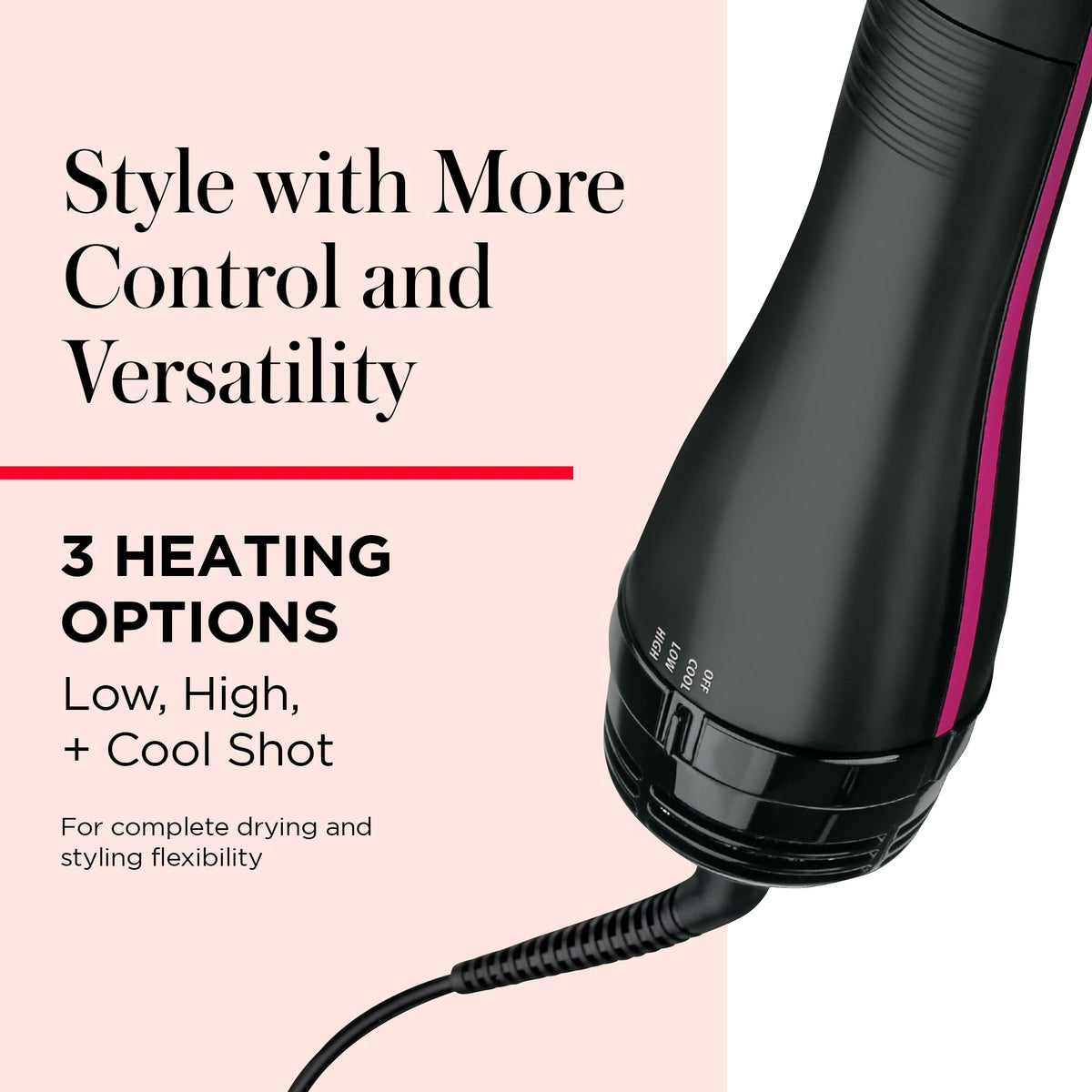 Authentic USA-imported Revlon hair styling brush showing the professional tangle-free swivel cord connection.