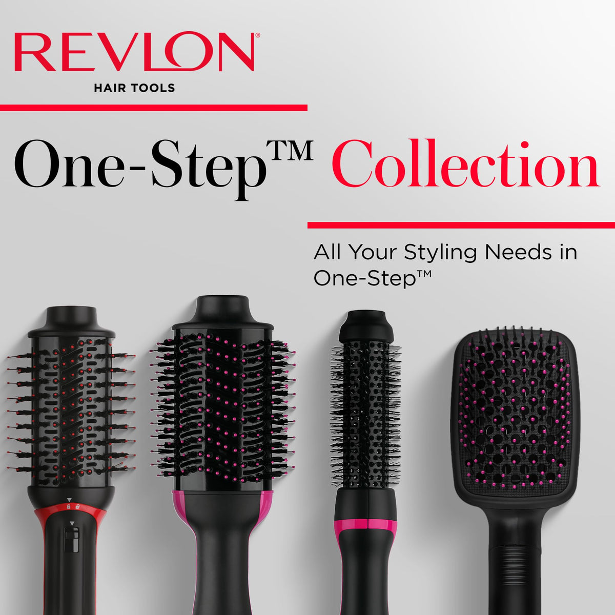 Full view of the Revlon One-Step hair straightener brush illustrating the professional salon-quality design.