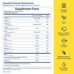Back label of Ritual postnatal multivitamin with ingredient list
